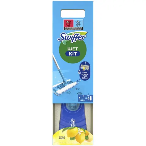 Swiffer Wet Kit Vloermop Startset Met 6 Natte Navullingen – afbeelding 1