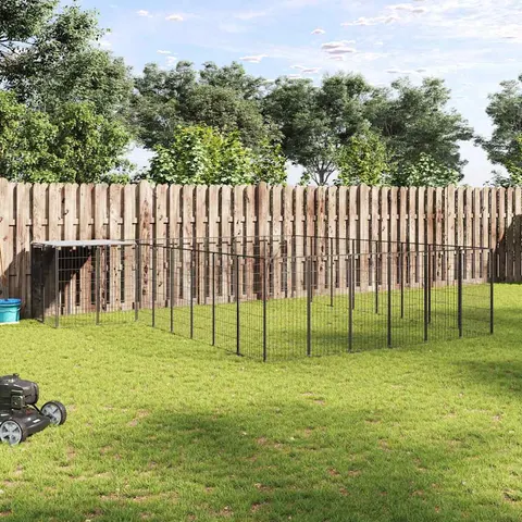 vidaXL Chenil Noir 15,73 m² Acier – VXL3082227 – image 1