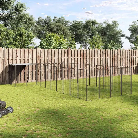 vidaXL Chenil Noir 13,31 m² Acier – image 1