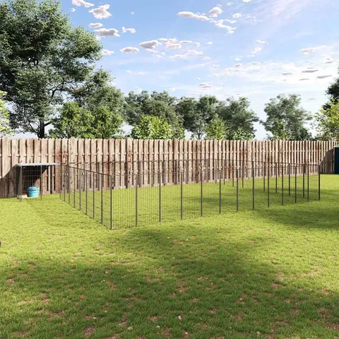 vidaXL Chenil Noir 37,51 m² Acier – image 1