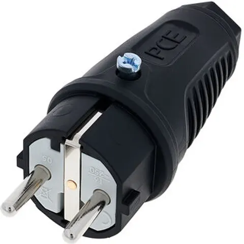 PCE Gummi-Schutzkontaktstecker Taurus2, schwarz – Bild 1