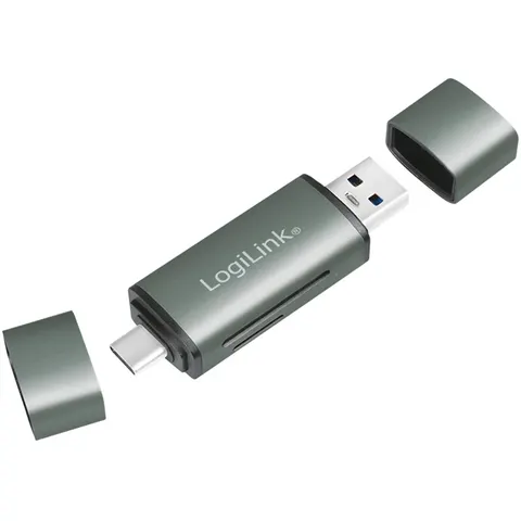 LogiLink USB 3.0 Cardreader. USB-A / USB-C. SD/ microSD. aluminum – image 1