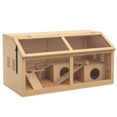 Cage hamster avec ventilation couvercle ouvrant et accessoires bois – image 1