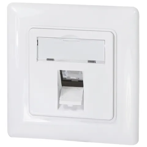 LogiLink Keystone Faceplate for 1 module. German type. pure white – image 1