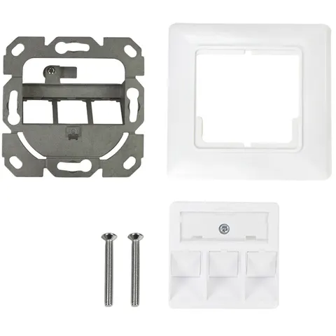 LogiLink Keystone Faceplate for 3 modules. German type. pure white – image 1