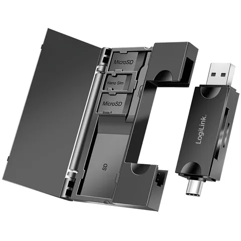 LogiLink USB 3.0 Cardreader. USB-A / USB-C. w/ memory card storage box – image 1