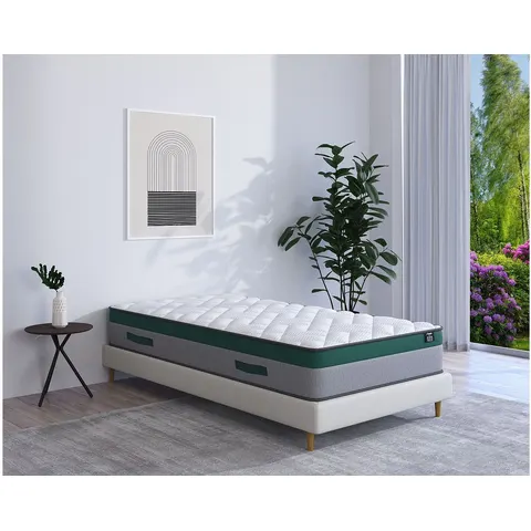 vente-unique.com Matelas classique polyester blanc 90 x 200 Blanc 200x22x90cm – image 1