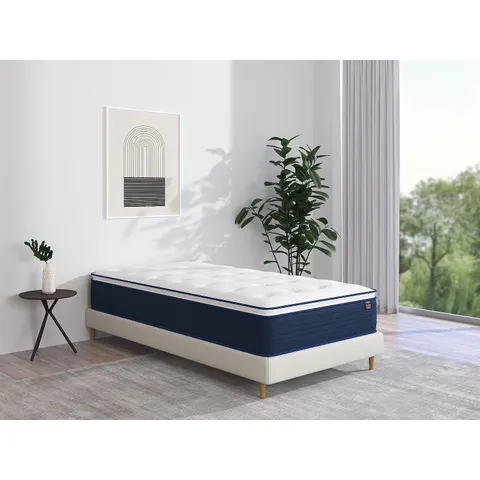 vente-unique.com Matelas classique polyester blanc 90 x 190 Blanc 190x24x90cm – image 1