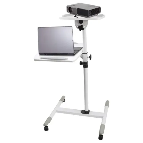 ProperAV Mobile Desk Workstation & Projector Stand - White – image 1