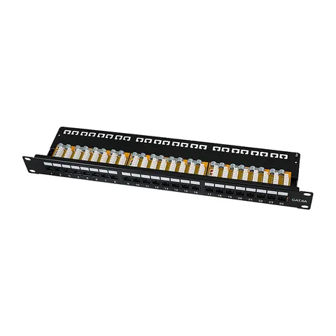 LogiLink Cat.6A Patch Panel 24-Port UTP. 90° LSA termination – image 1