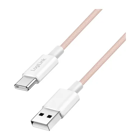 LogiLink USB 2.0 Kabel, USB-A - USB-C Stecker, 1,0 m, rosa – Bild 1