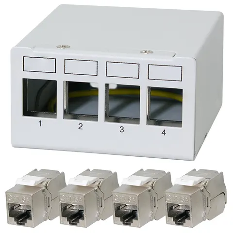 LOGILINK Patchpanel NK4090 4Port inkl. 4 CAT6A Modulen – Bild 1