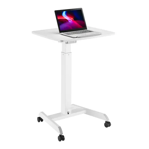 ProperAV Mobile Sit-Stand Desk Workstation - White – image 1