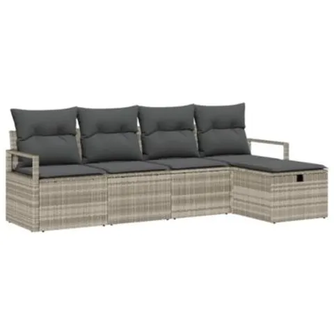 vidaXL Ensemble de Canapés 5 pc Gris clair polyrotin – 393647 – image 1