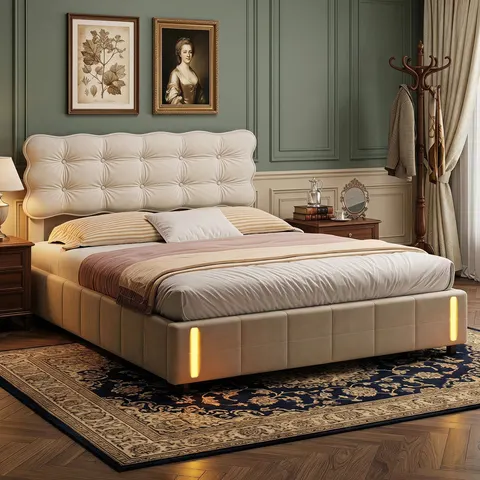 Metro Ottoman Bed Beige 120 190cm – image 1