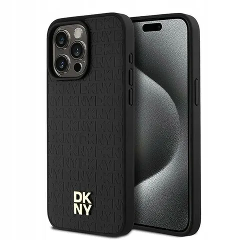 DKNY Repeat Stack Logo Back Case (MagSafe Compatible) - Geschikt voor Apple iPhone 15 Pro Max (6.7") - Zwart – afbeelding 1