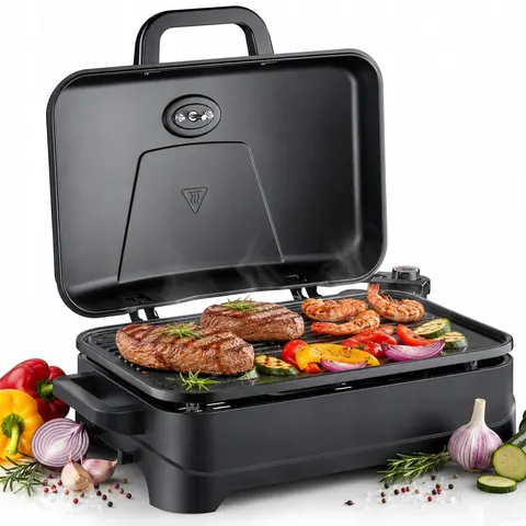 SEVERIN Tischgrill PG 8597 mit Abdeckung, schwarz – Bild 1
