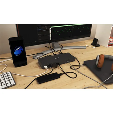I-TEC USB 3.0/USB-C 5K Dualdock – Blau, Space-grau – Bild 1