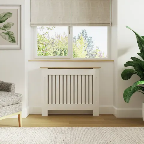 GFW Longslow Medium Radiator Cover - White & Oak – image 1