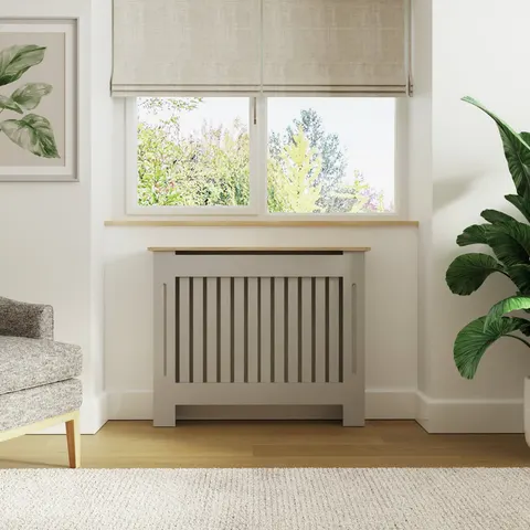 GFW Longslow Medium Radiator Cover - Grey & Oak – image 1