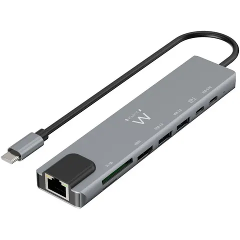 Ewent HUB USB-C EW1146 8-Port Gris – imagen 1