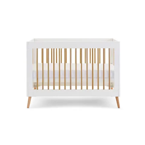 Obaby Maya Mini Cot Bed - White + Natural - No Mattress – image 1