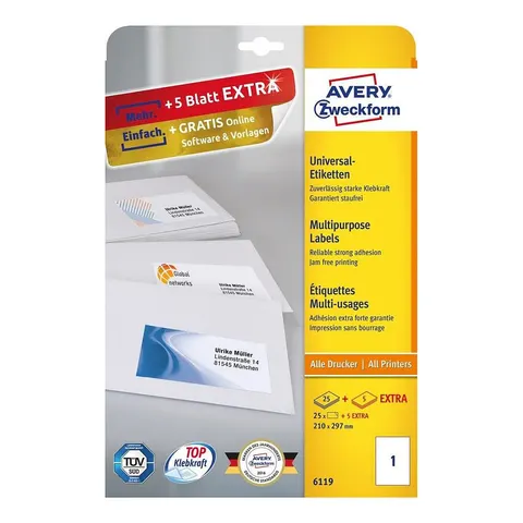 Avery Laser & Ink Jet Labels 210 x 297mm – afbeelding 1