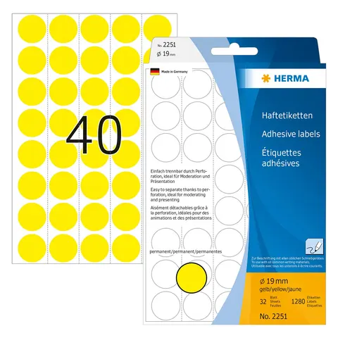 HERMA Klebepunkte Ø 19,0 mm gelb – Bild 1