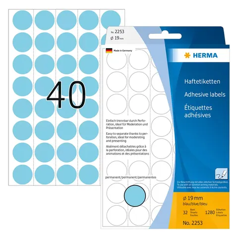HERMA Klebepunkte Ø 19,0 mm blau – Bild 1
