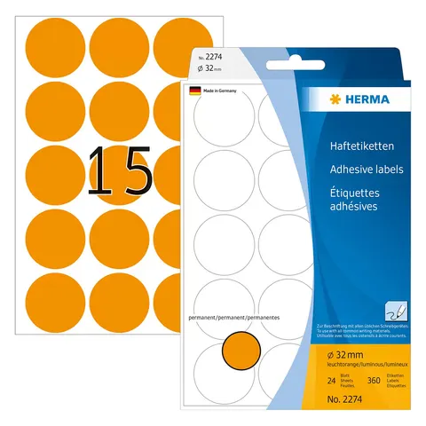 HERMA Klebepunkte Ø 32,0 mm leuchtorange – Bild 1