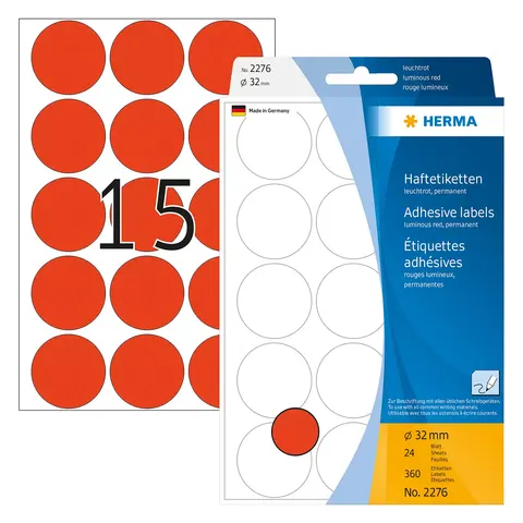 HERMA Klebepunkte Ø 32,0 mm leuchtrot – Bild 1