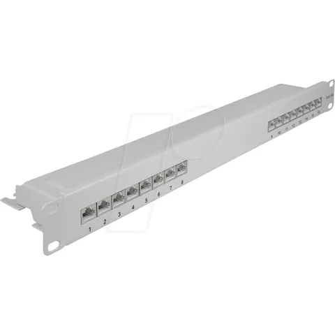 "DELOCK 66877 - 19"" Patch Panel 16 port Cat.6A 1U grey" – image 1
