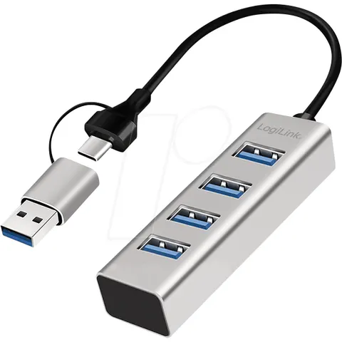 LogiLink USB 3.0 Hub, 4 Port, 4x USB-A, silber – Bild 1