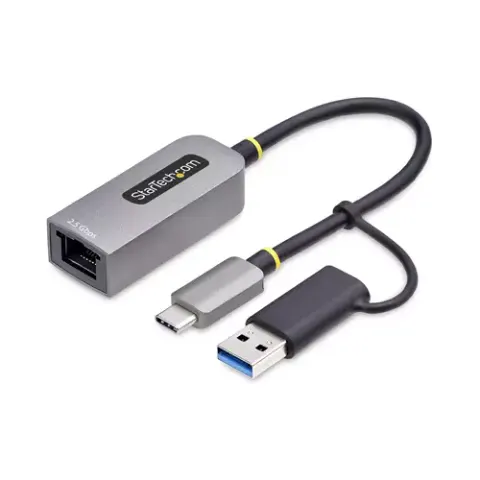 StarTech.com 2.5GbE USB-C to Ethernet Adapter with USB-A Converter - Network adapter - USB-C 3.2 Gen 1 / Thunderbolt 3 - 10M/100M/1G/2.5 Gigabit Ether – image 1