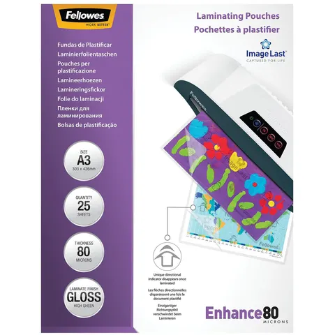 Fellowes A3 80mic Laminating Pouches - 25 Pack – image 1