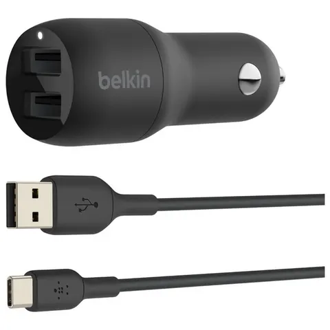 Belkin BoostCharge 24 W 2x USB -A Kfz-Ladeadapter, schwarz – Bild 1