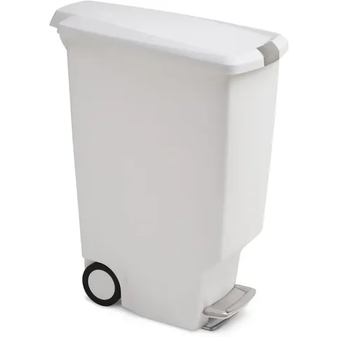 Simplehuman 40L Plastic Slim Pedal Bin White 40L – image 1