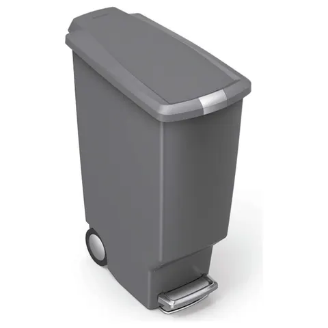 Simplehuman 40L Plastic Slim Pedal Bin Grey 40L – image 1