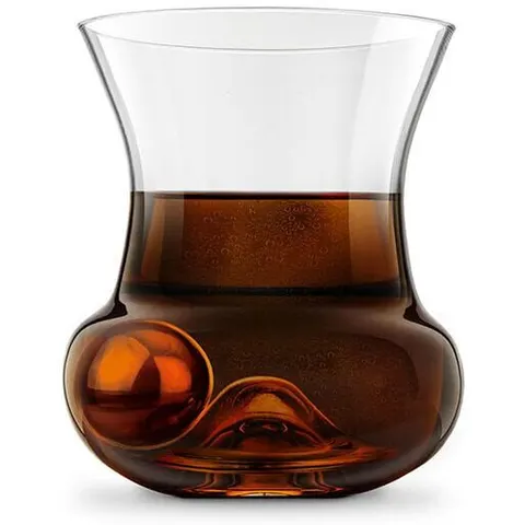 Bar Bespoke Final Touch Steel Ice Ball with Rum Roller Glass – image 1