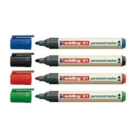 Edding 21 Ecoline Permanent Markers Black Bullet Tip Recycled Pack 10 – image 1