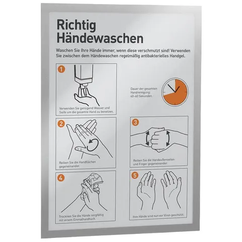 Durable DURAFRAME Self Adhesive Magnetic Signage Frame 2 Pack A3 Silver – image 1