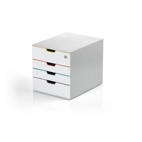 Durable VARICOLOR MIX SAFE Lockable Desktop Organiser 4 Drawer Storage A4+ White – image 1