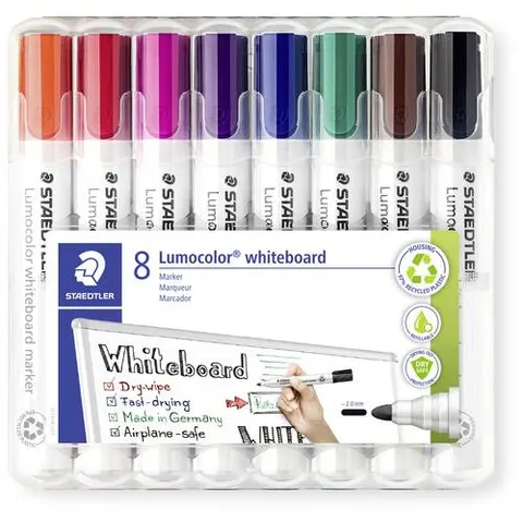 STAEDTLER 351WP8 - Whiteboard marker set, 2 mm, 8 colours – image 1