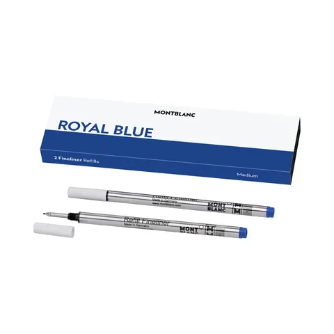 2x Royal Blauwe Rollerball Pen Navullingen, Medium Punt – afbeelding 1