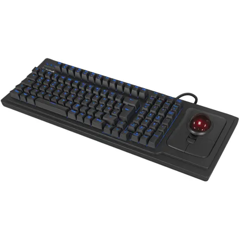 KEYSONIC 61104 - Keyboard, USB, with trackball, black, US layout – image 1