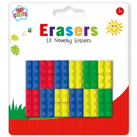 Pack of 18 Novelty Brick Erasers – image 1