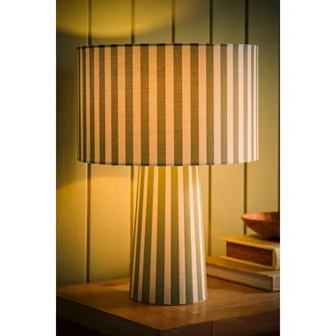 Thorley Stripe Fabric Table Lamp – Green – image 1