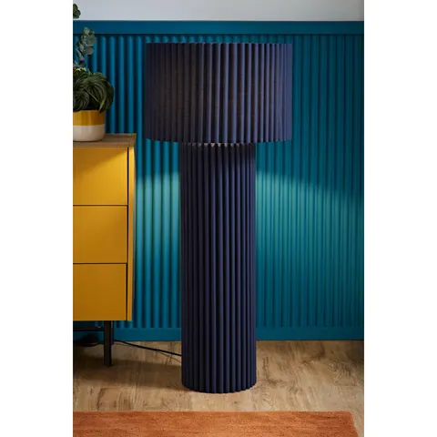 Lenny Navy Ribbed Floor Lamp – image 1
