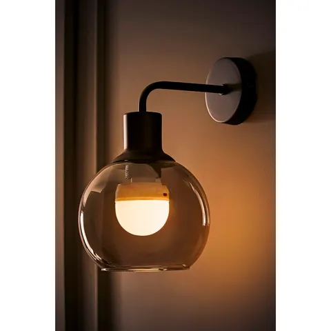 Bellamy Black Smoke Glass Wall Light – image 1