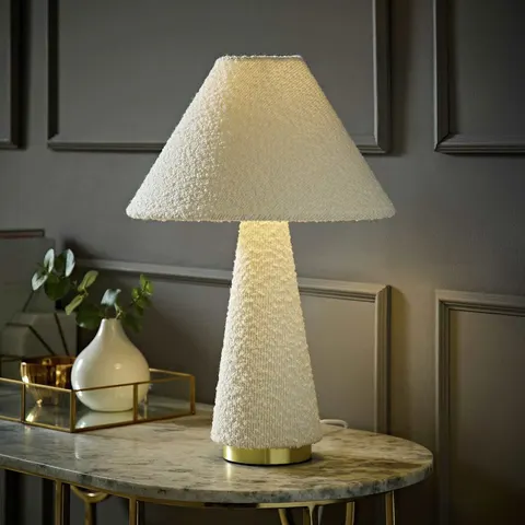 ValueLights Martha Boucle Fabric Table Lamp - Cream – image 1